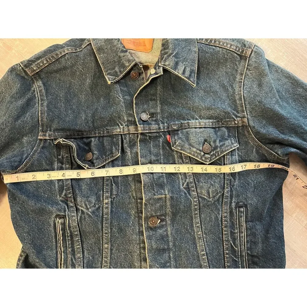 VTG 70s Levis Denim Trucker Jacket Blue Jean Pointed Collar 40 S/M